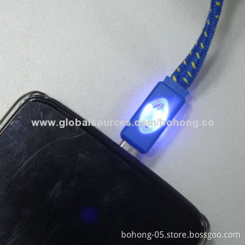 Lightning Micro USB Rope Cable, 1m Line Length, Can do Yellow, Blue, Black, White, Rose, Purple
